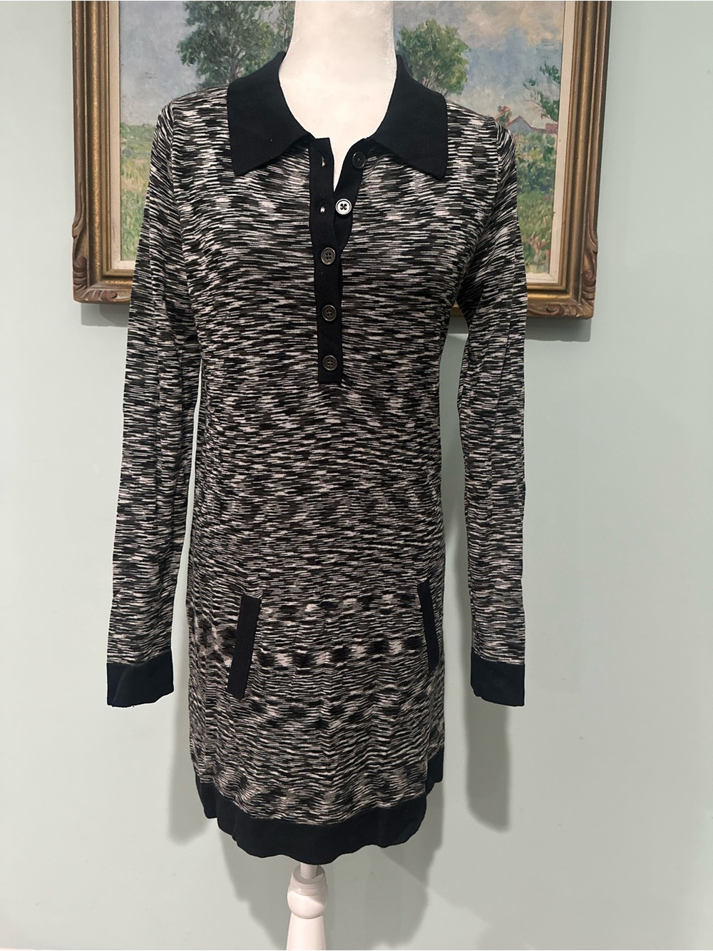 Missoni for Target Black and White Long Sleeve Polo Knit Dress